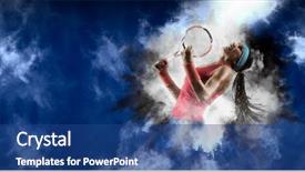  Presentation with winner - Colorful PPT layouts enhanced with tournament - female tennis player celebrating winner backdrop and a ocean colored foreground