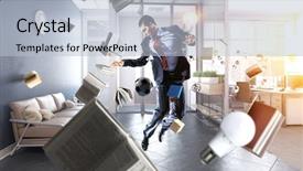  Presentation with football tournament - Slide deck featuring tournament - playing football in office mixed background and a light blue colored foreground