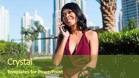  Presentation with park - Slides with tours dubai - woman in city park talking background and a  colored foreground