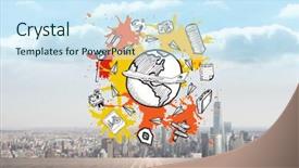  Presentation with paint - Slide set consisting of toursim concept on paint splashes background and a cool aqua colored foreground