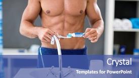 Presentation with dental hygiene - Cool new PPT theme with touthpaste - shirtless man squeezes the toothpaste backdrop and a ocean colored foreground