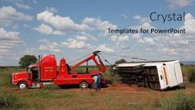  Presentation with tow truck - Colorful presentation theme enhanced with tow-truck-lifting-an-overturned backdrop and a light blue colored foreground