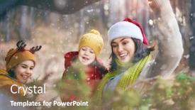  Presentation with winter family - Presentation theme enhanced with toward-adventure-happy-family background and a coral colored foreground