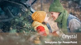  Presentation with snack time chip cracker crisps - Slides with toward-adventure-happy-family background and a coral colored foreground