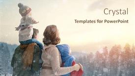  Presentation with winter family - Colorful slides enhanced with toward-adventure-happy-family backdrop and a cream colored foreground
