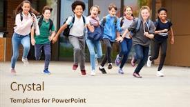  Presentation with high school students - Beautiful presentation theme featuring towards camera at the end backdrop and a sky blue colored foreground