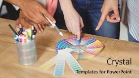  Presentation with blood flow vessel flowing - Presentation theme featuring towards multi colored flow chart background and a coral colored foreground