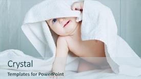 Presentation with baby bath - Amazing slide deck having towel after taking a bath backdrop and a sky blue colored foreground