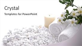  Presentation with peppermint candy cane on white - Cool new presentation theme with towel and candle and gardenia backdrop and a  colored foreground