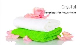  Presentation with flower - Beautiful presentation design featuring towel and flower isolated on white backdrop and a pink colored foreground