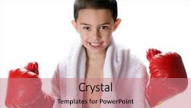  Presentation with challenge - Beautiful PPT theme featuring kindergarten boy wearing boxing gloves backdrop and a coral colored foreground