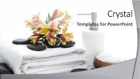  Presentation with black yellow - Beautiful PPT layouts featuring towel black stones bottle oil backdrop and a white colored foreground