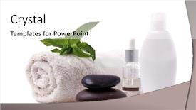  Presentation with stones - Presentation featuring towel body lotions and black background and a white colored foreground