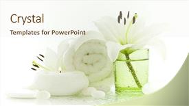  Presentation with peppermint candy cane on white - PPT layouts featuring towel candle and pebbles white background and a sky blue colored foreground