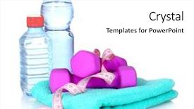  Presentation with water bottle - PPT theme with towel dumbbells and water bottle background and a white colored foreground