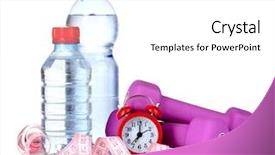  Presentation with blue water splash isolated - PPT theme with towel dumbbells and water bottle background and a  colored foreground