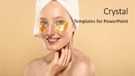  Presentation with youth skin care concept beige - Slide set featuring towel on head and patch background and a  colored foreground