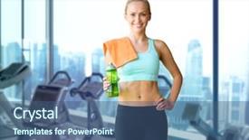  Presentation with machines - Cool new presentation theme with towel over gym machines backdrop and a ocean colored foreground