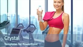  Presentation with machines - Theme having towel over gym machines background and a ocean colored foreground