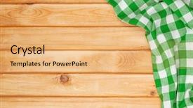  Presentation with kitchen towel - Slides with towel over wooden kitchen table background and a coral colored foreground