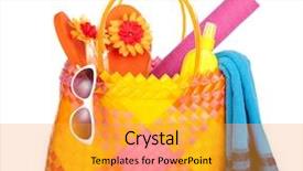 Presentation with beach bag - Cool new presentation theme with towel sunglasses and flip-flops backdrop and a gold colored foreground