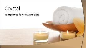  Presentation with white candles - Theme with towel with candles and lily background and a white colored foreground