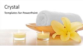  Presentation with white candles - Amazing presentation design having towel with candles and lily backdrop and a white colored foreground