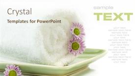  Presentation with white flowers - Presentation theme having towel-with-flowers-on-white background and a cream colored foreground