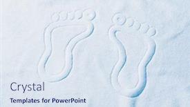  Presentation with footprints - Beautiful PPT layouts featuring towel-with-footprints backdrop and a sky blue colored foreground