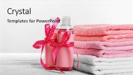  Presentation with clean - Cool new PPT theme with towels and body care products backdrop and a white colored foreground