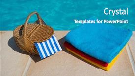  Presentation with 25 may 2016 hotel swimming - Beautiful PPT theme featuring towels and picnic at te backdrop and a  colored foreground