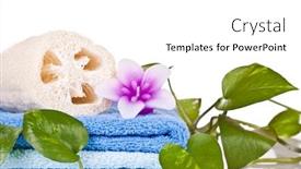  Presentation with aromatherapy - Presentation featuring towels candle flower loofah sponge plant treatment aromatherapy background and a white colored foreground