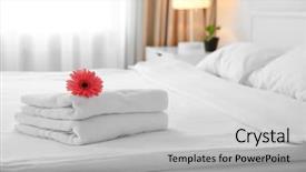  Presentation with hotel - Colorful PPT layouts enhanced with towels in light hotel backdrop and a light gray colored foreground