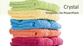  Presentation with space - Theme consisting of colorful towels on a white background and a soft green colored foreground