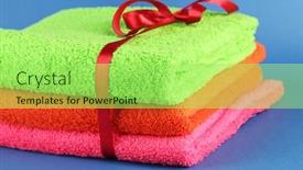  Presentation with blue ribbon - Cool new presentation design with towels-tied-with-ribbon backdrop and a mint green colored foreground