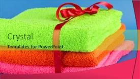  Presentation with blue ribbon - Presentation design consisting of towels-tied-with-ribbon background and a seafoam green colored foreground