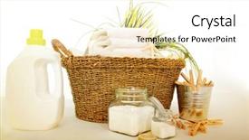  Presentation with liquid - Amazing theme having towels with liquid soap powder backdrop and a white colored foreground