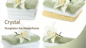  Presentation with lily - Presentation design having towels with white lily background and a cream colored foreground