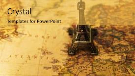  Presentation with eiffel tower - Colorful presentation enhanced with tower above vintage retro map backdrop and a  colored foreground