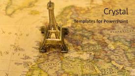  Presentation with eiffel tower - Theme consisting of tower above vintage retro map background and a yellow colored foreground