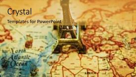 Presentation with eiffel tower - Cool new presentation theme with tower above vintage retro map backdrop and a  colored foreground