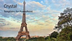  Presentation with eiffel tower paris france - Slides enhanced with tower at evening paris france background and a light blue colored foreground