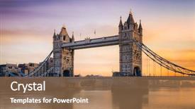  Presentation with london - Slide set having tower bridge in london uk background and a coral colored foreground