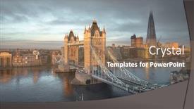  Presentation with london - Presentation theme featuring tower-bridge-in-london-uk background and a coral colored foreground