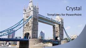  Presentation with london - Colorful slide set enhanced with tower bridge in london backdrop and a light blue colored foreground