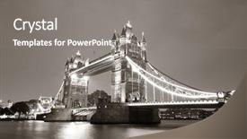 Presentation with london - Beautiful theme featuring tower bridge in london in black and white at night backdrop and a gray colored foreground