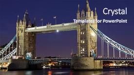  Presentation with london - Cool new presentation theme with tower bridge london at night backdrop and a navy blue colored foreground