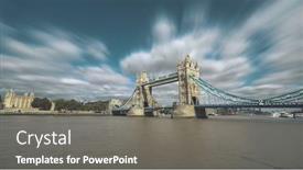  Presentation with blue flow - PPT theme featuring tower-bridge-london-time-lapse background and a gray colored foreground