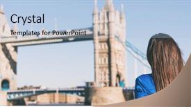  Presentation with crop - Slide set enhanced with tower bridge london travel woman background and a light blue colored foreground