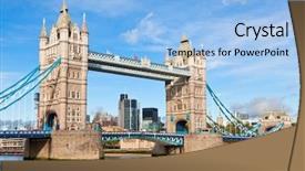  Presentation with tower - PPT theme featuring tower bridge over the river background and a light blue colored foreground